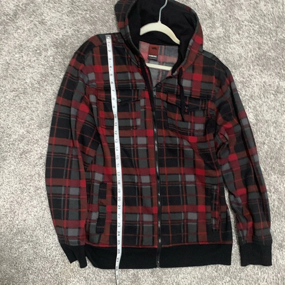 Y2K Tony Hawk Red Plaid Zip Up Hoodie - Picture 6 of 7